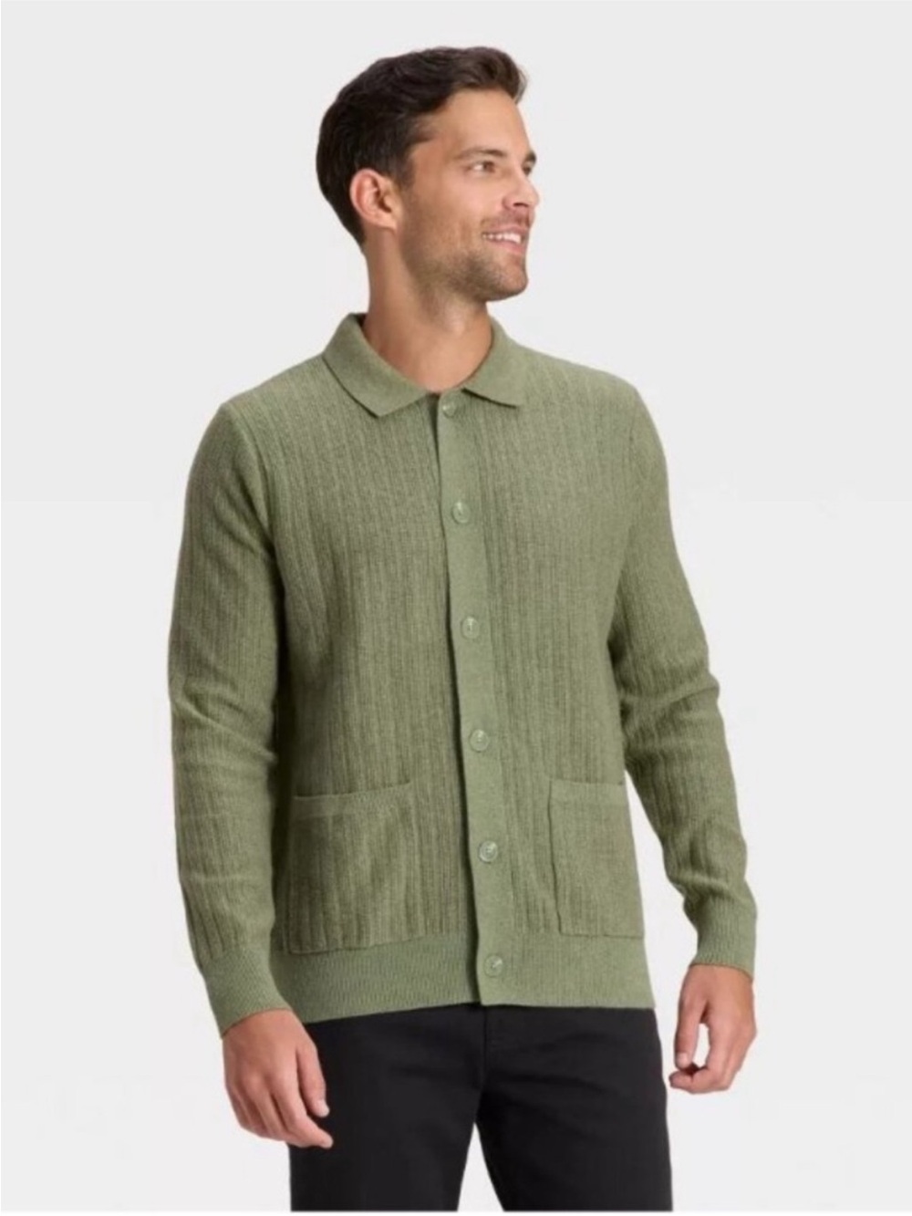 Goodfellow & Co Men’s Collared Cotton Blend Cardigan Sweater - Green XXL NWT